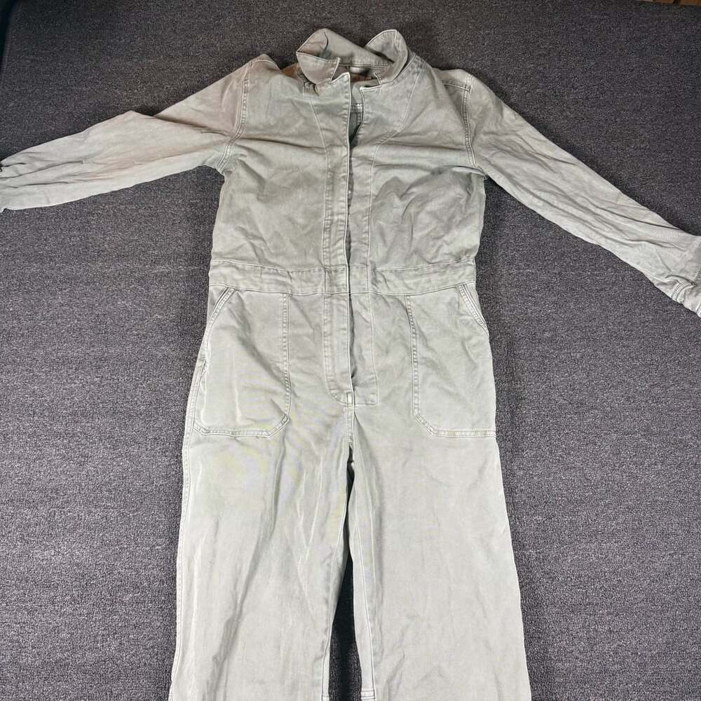 Faherty Overland Women’s L Sage Green Organic Cotton Utility Jumpsuit